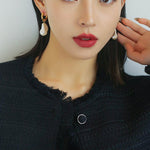 Baroque Pearl Drop Hoop Earrings - floysun
