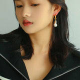 Baroque Pearl Drop Hoop Earrings - floysun