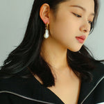 Baroque Pearl Drop Hoop Earrings - floysun