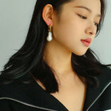 Baroque Pearl Drop Hoop Earrings - floysun