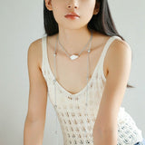 Baroque Pearl Pendant Aquamarine Beaded Necklace - floysun