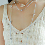 Baroque Pearl Pendant Aquamarine Beaded Necklace - floysun