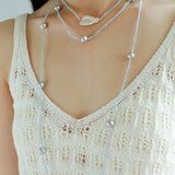 Baroque Pearl Pendant Aquamarine Beaded Necklace - floysun