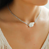 Baroque Pearl Pendant Aquamarine Beaded Necklace - floysun