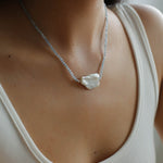 Baroque Pearl Pendant Aquamarine Beaded Necklace - floysun