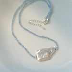 Baroque Pearl Pendant Aquamarine Beaded Necklace - floysun