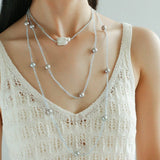 Baroque Pearl Pendant Aquamarine Beaded Necklace - floysun