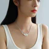 Baroque Pearl Pendant Aquamarine Beaded Necklace - floysun