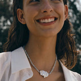 Baroque Pearl Pendant Aquamarine Beaded Necklace - floysun