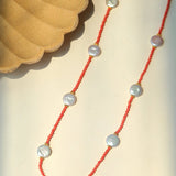 Baroque Pearl & Red Faceted Gem Beaded Long Necklace - floysun