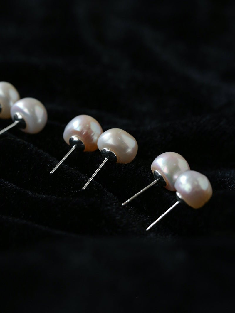 Baroque Pearl Stud Earrings Star Moon & Button Designs - floysun