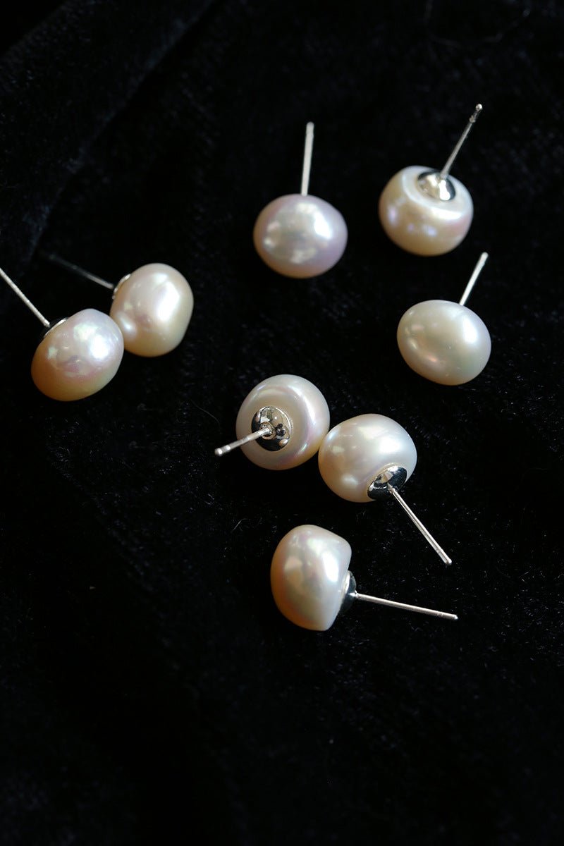Baroque Pearl Stud Earrings Star Moon & Button Designs - floysun