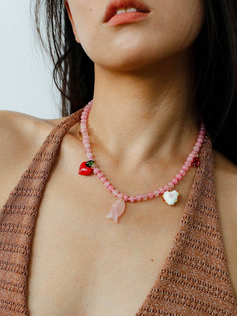 Beating Heart & Fish Beaded Necklace - floysun