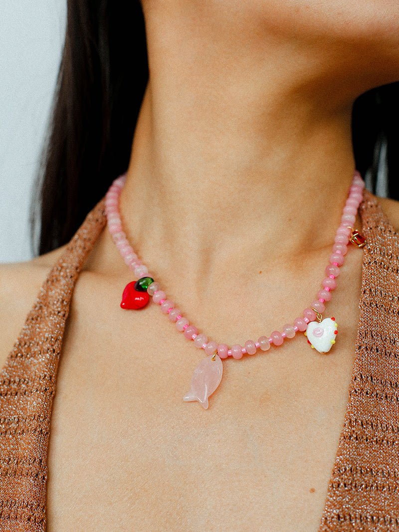 Beating Heart & Fish Beaded Necklace - floysun