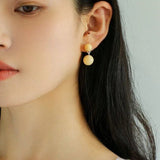 Beige Yellow Jade Double Ball Earrings - floysun
