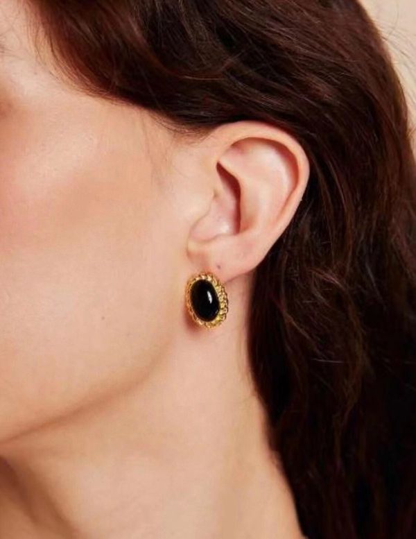 Black Agate White Mother of Pearls Earrings - floysun