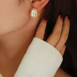 Black Agate White Mother of Pearls Earrings - floysun