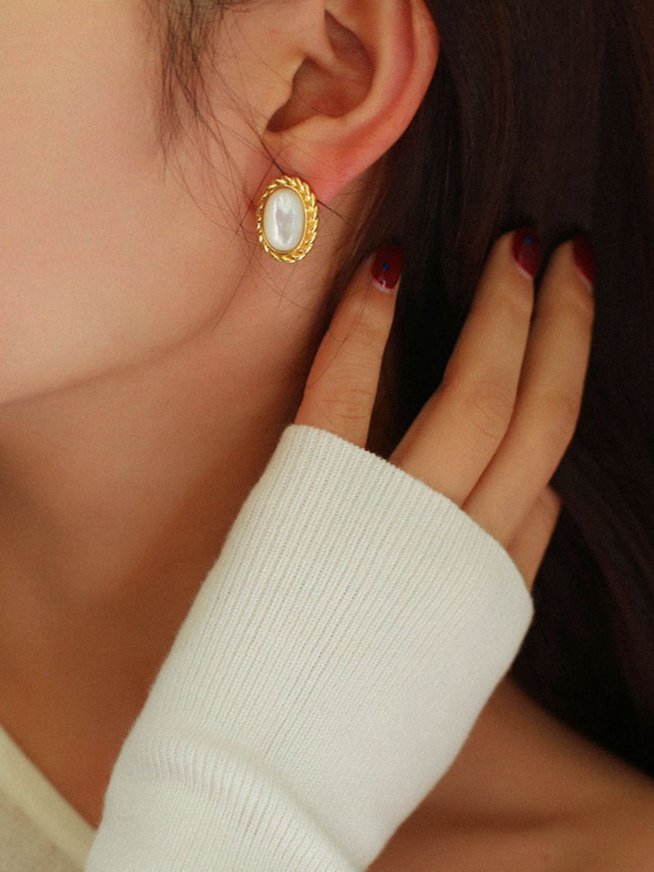 Black Agate White Mother of Pearls Earrings - floysun