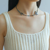 Black Butterfly Black Spinel Pearl Beaded Necklace - floysun