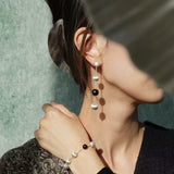 Black Ebony Wood and Brushed Silver Ball Bracelet - floysun