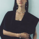 Black Ebony Wood and Brushed Silver Ball Bracelet - floysun
