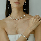 Black Ebony Wood and Brushed Silver Ball Bracelet - floysun