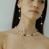 Black Ebony Wood and Brushed Silver Ball Necklace - floysun