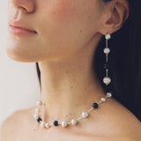 Black Ebony Wood and Brushed Silver Ball Necklace - floysun