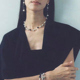 Black Ebony Wood and Brushed Silver Ball Necklace - floysun