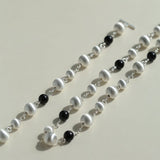 Black Ebony Wood and Brushed Silver Ball Necklace - floysun