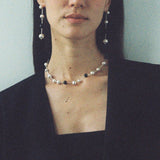 Black Ebony Wood and Brushed Silver Ball Necklace - floysun