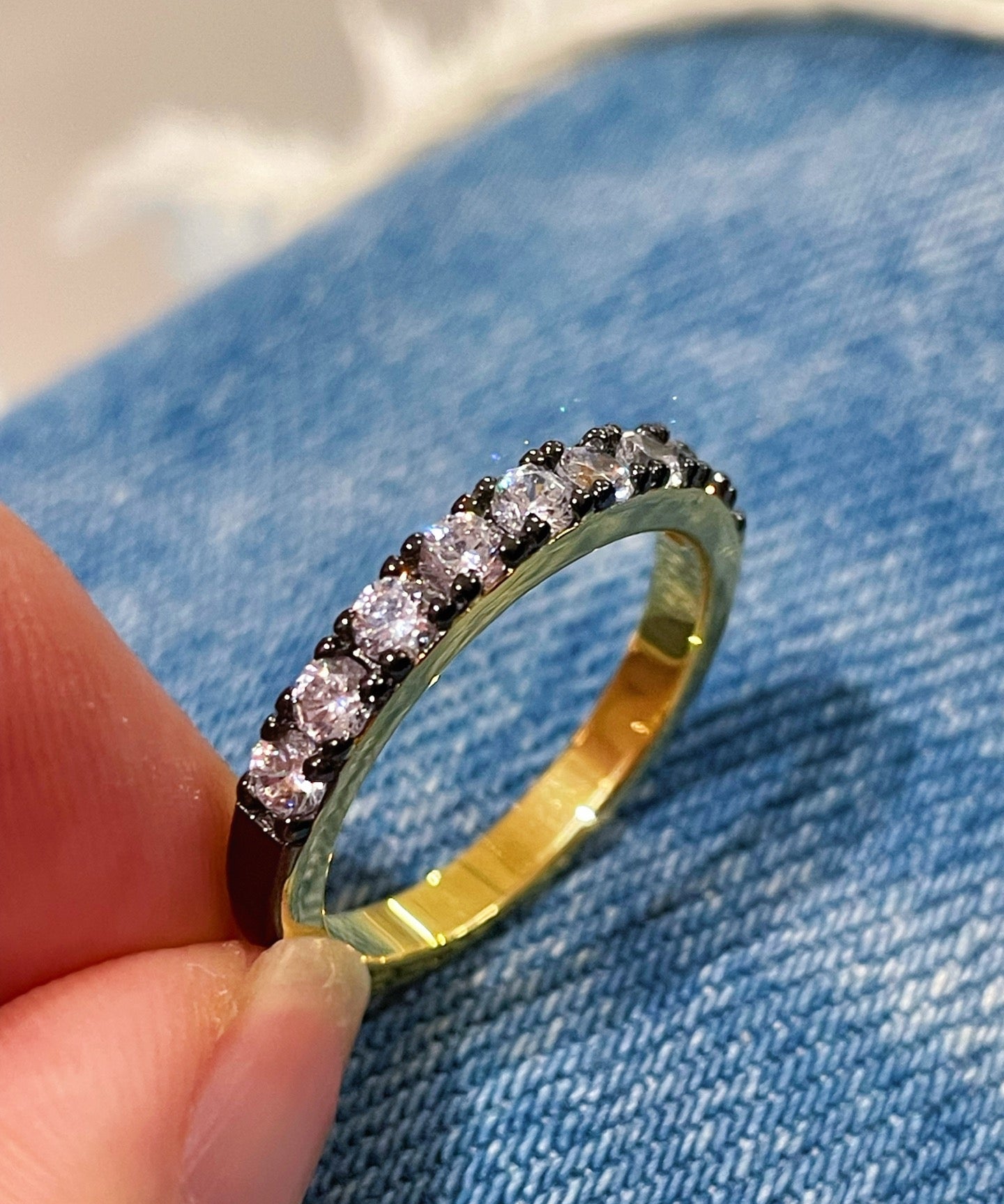 Black - Gold Gunmetal Pave Diamond Ring - floysun