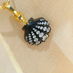 Black Gold Shell Necklace with Gradient Lab - Grown Diamonds - floysun