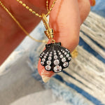 Black Gold Shell Necklace with Gradient Lab - Grown Diamonds - floysun