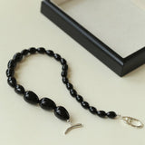 Black Gradient Water Drop Black Agate Necklace - floysun
