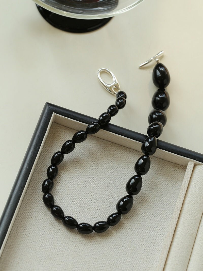 Black Gradient Water Drop Black Agate Necklace - floysun