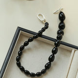 Black Gradient Water Drop Black Agate Necklace - floysun