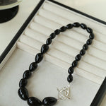 Black Gradient Water Drop Black Agate Necklace - floysun
