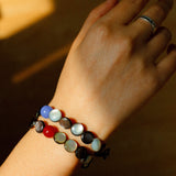 Black Mother - of - Pearl & Agate Beaded Bracelet - floysun