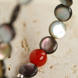Black Mother - of - Pearl & Agate Beaded Bracelet - floysun