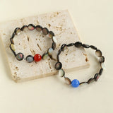 Black Mother - of - Pearl & Agate Beaded Bracelet - floysun