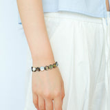 Black Mother - of - Pearl & Agate Beaded Bracelet - floysun