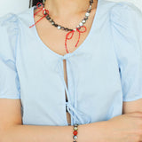 Black Mother - of - Pearl & Agate Beaded Bracelet - floysun