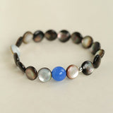 Black Mother - of - Pearl & Agate Beaded Bracelet - floysun