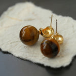 Black Onyx and Tiger's Eye Drop Earrings - floysun