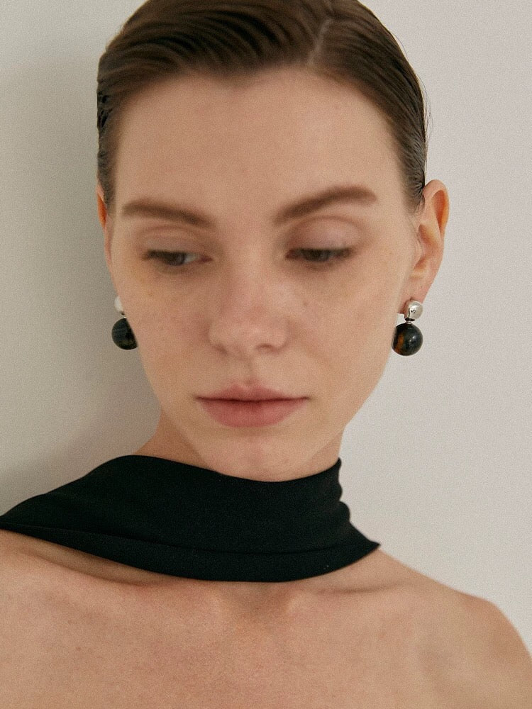Black Onyx and Tiger's Eye Drop Earrings - floysun