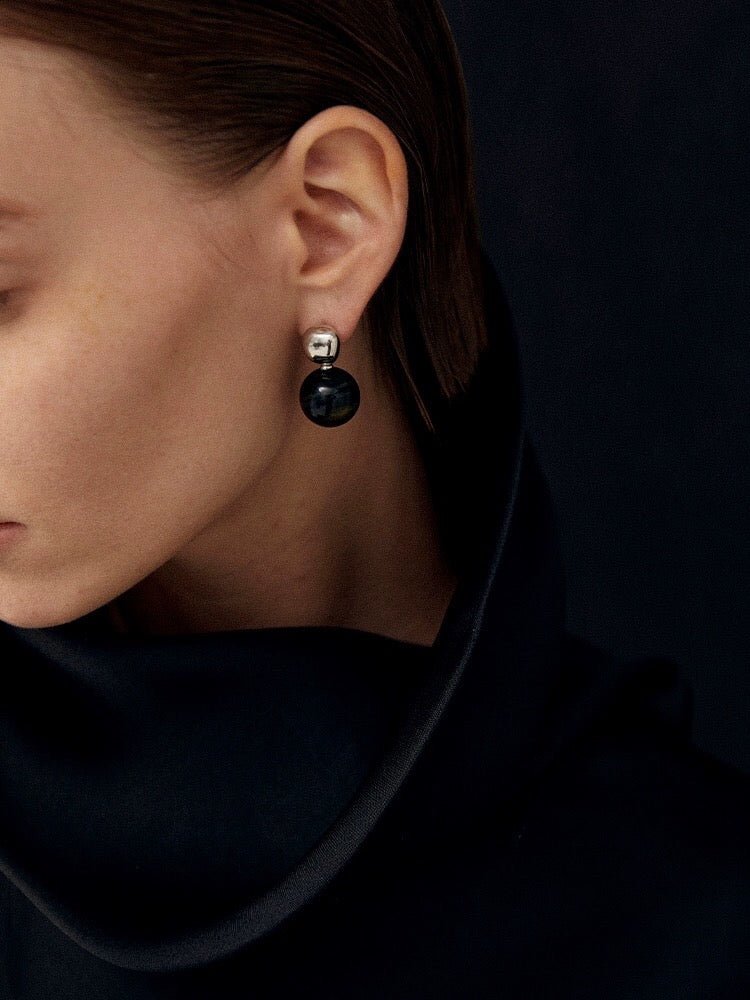 Black Onyx and Tiger's Eye Drop Earrings - floysun