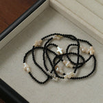 Black Onyx Cross Baroque Pearl Long Beaded Necklace - floysun