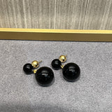 Black Onyx Double Ball Earrings - floysun