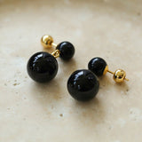 Black Onyx Double Ball Earrings - floysun